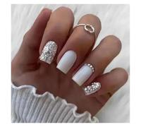 Uñas Postizas 24Pcs Fashion Fake Nails Press on Short Square Head False Nail Art Green Leopard Print Design Artifical Full Cover Nail Tips(Color63)