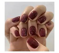 Uñas Postizas 24Pcs Fashion Fake Nails Press on Short Square Head False Nail Art Green Leopard Print Design Artifical Full Cover Nail Tips(Color42)