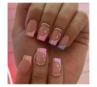 Uñas Postizas 24Pcs Fashion Fake Nails Press on Short Square Head False Nail Art Green Leopard Print Design Artifical Full Cover Nail Tips(Color11)