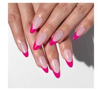 Uñas Postizas 24Pcs Glitter French Fake Nails Oval Shape Press on Nails Short White French Almond False Nails Wearable Full Cover Nail Tips(Color25)