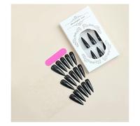 Uñas Postizas 24pcs Glossy Black Fake Nails Set Press On Nail Tips Solid Color Long Stiletto Removable Artificial Nails Decoration Nail Art(Style1)