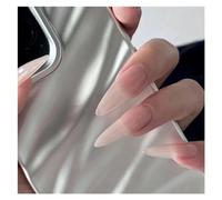 Uñas Postizas 24pcs Glossy Black Fake Nails Set Press On Nail Tips Solid Color Long Stiletto Removable Artificial Nails Decoration Nail Art(Style4)