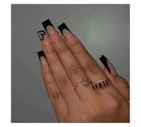 Uñas Postizas 24Pcs Nude White French Fake Nail Short Square Nail Tips Fashion Wearable False Nails with Glue Simple Full Cover Press on Nails(Color3)