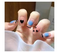Uñas Postizas 24Pcs Shiny Press on Fake Nails Dark Pink Square Short Gel Cover False Fingernails Manicure Art Tips for Women and Girl(Color18)