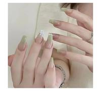 Uñas Postizas 24Pcs Shiny Press on Fake Nails Dark Pink Square Short Gel Cover False Fingernails Manicure Art Tips for Women and Girl(Color8)