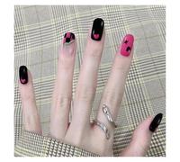 Uñas Postizas 24Pcs Shiny Press on Fake Nails Dark Pink Square Short Gel Cover False Fingernails Manicure Art Tips for Women and Girl(Color14)