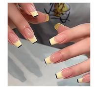 Uñas Postizas 24Pcs Shiny Press on Fake Nails Dark Pink Square Short Gel Cover False Fingernails Manicure Art Tips for Women and Girl(Color13)