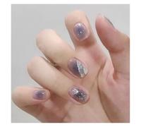 Uñas Postizas 24Pcs Shiny Press on Fake Nails Dark Pink Square Short Gel Cover False Fingernails Manicure Art Tips for Women and Girl(Color4)