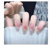 Uñas Postizas 24Pcs Shiny Press on Fake Nails Dark Pink Square Short Gel Cover False Fingernails Manicure Art Tips for Women and Girl(Color25)