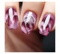Uñas Postizas 24pcs Short Round False Nails French Blue Sparkling Pearl White Wavy Love Heart Full Cover Detachable Press On Nail Tips(Color8)