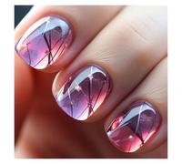 Uñas Postizas 24pcs Short Round False Nails French Blue Sparkling Pearl White Wavy Love Heart Full Cover Detachable Press On Nail Tips(Color2)
