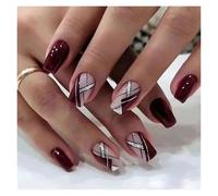 Uñas Postizas 24pcs Short Square French False Nails Purple Flower Gradient Fake Nails Full Cover Fake Nails Detachable Press on Nail Tips(04)