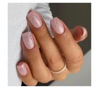 Uñas Postizas 24pcs Short Square French False Nails Purple Flower Gradient Fake Nails Full Cover Fake Nails Detachable Press on Nail Tips(02)