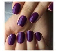 Uñas Postizas 24Pcs Solid Color Wine Red Design Fake Nail Short Square Press on False Nails Simple Detachable Finished Full Cover Nail Tips(Color4)