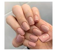 Uñas Postizas 24Pcs Solid Color Wine Red Design Fake Nail Short Square Press on False Nails Simple Detachable Finished Full Cover Nail Tips(Color6)