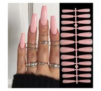 Uñas Postizas 24pcs Square False Nails White Simple French Floral Design Fake Nials Full Cover Press on Nails DIY Detachable Nail Tips(Color36)