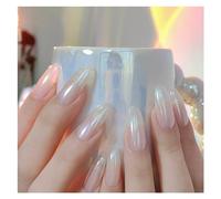 Uñas Postizas 24pcs Stiletto Aurora Fake Nails Set Press On Short Almond Nails Wearable False Nails With Glitter Designs Full Cover Nail Tips(Style4)