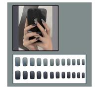 Uñas Postizas 24PcsSet Press On Nail Art Full Cover Artificial Fake Nails Patch Finished Solid Color Girl Wearing Reusable False Nails(Color6)