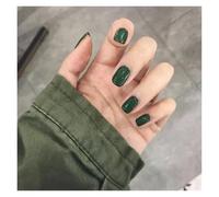 Uñas Postizas 24PcsSet Press On Nail Art Full Cover Artificial Fake Nails Patch Finished Solid Color Girl Wearing Reusable False Nails(Color7)