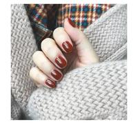 Uñas Postizas 24PcsSet Press On Nail Art Full Cover Artificial Fake Nails Patch Finished Solid Color Girl Wearing Reusable False Nails(Color5)