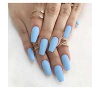 Uñas Postizas 24PcsSet Press On Nail Art Full Cover Artificial Fake Nails Patch Finished Solid Color Girl Wearing Reusable False Nails(Color3)