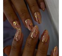 Uñas postizas a presión con diseño floral 3D, uñas postizas para mujeres y niñas, 24 unidades