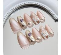 Uñas postizas a presión con punta francesa, reutilizables, fáciles de aplicar y de larga duración, diseños elegantes para mujeres, fiestas, bodas, uso diario, 24 unidades