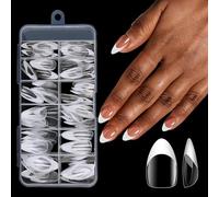 Uñas postizas a presión con puntas francesas, aprobadas por artistas de manicura, de larga duración y fácil aplicación, varios tamaños para mujeres, fiestas, bodas, salones, uñas postizas para