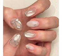 Uñas postizas a presión con purpurina brillante, ojos de gato, acrílico, uñas pulidas, 24 piezas de uñas postizas de ojo de gato