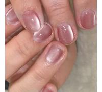 Uñas postizas a presión con purpurina brillante, uñas postizas adhesivas en forma de ojo de gato, acrílico de gel pulido, 24 piezas de uñas postizas de ojo de gato