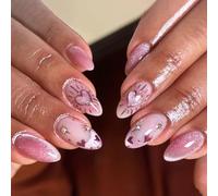 Uñas postizas a presión con purpurina brillante, uñas postizas adhesivas en forma de ojos de gato, acrílico de gel pulido, 24 piezas de uñas postizas de ojo de gato