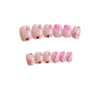 Uñas postizas a presión de San Valentín, 24 unidades, cobertura completa, acabado brillante, uñas postizas reutilizables de larga duración para el día de San Valentín, fiestas, bodas, manicura y arte