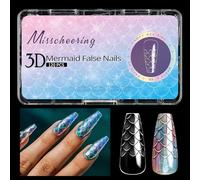 Uñas postizas a presión de sirenas, almendra/bailarinas/cuadradas, uñas postizas acrílicas, uñas adhesivas en uñas, kits de regalo