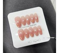 Uñas postizas a presión hechas a mano con forma de almendra, color rosa, uñas postizas francesas reutilizables para Navidad, día de San Valentín, boda, uso diario