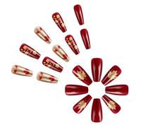 Uñas postizas a presión para Acción de Gracias, cortas y cuadradas, brillantes, para otoño, con diseños de hojas de arce, uñas adhesivas