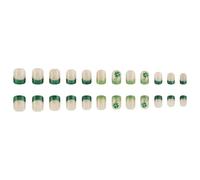 Uñas postizas a presión para el día de San Patricio, uñas acrílicas artificiales con diseños de trébol