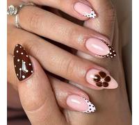 Uñas postizas a presión para fiestas de Navidad, 24 unidades, estilo francés, purpurina, otoño, invierno, arte sin pegamento, uñas postizas largas con purpurina de Navidad