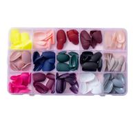 Uñas postizas acrílicas, puntas cuadradas de aguja con forma de ataúd, 360 piezas de uñas artificiales de cobertura completa con estuche