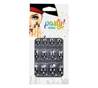 Uñas postizas Blanco/Negro Pirata Calavera 12 Piezas