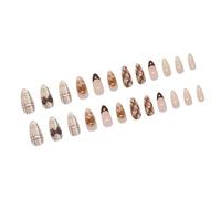 Uñas postizas brillantes a presión con forma de almendra, uñas adhesivas en 12 tamaños, 24 piezas de uñas francesas para decoración de uñas DIYS