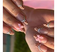 Uñas postizas brillantes a presión de almendra en 12 tamaños, 24 unidades de puntas francesas para decoración de bricolaje