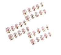Uñas postizas brillantes de ojo de gato, paquete de 30 detalles dorados para bodas y uso diario, fácil aplicación, lazos dorados, ojo de gato, uñas a presión