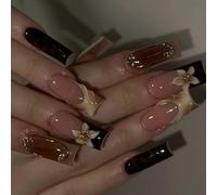 Uñas postizas con diseño de arte 3D francés de gama, con un aspecto seguro y elegante, falsas para diversas escenas