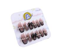 Uñas postizas con forma de ataúd, pegamentos, uñas adhesivas a presión, uñas postizas artificiales para mujeres y niñas, regalos