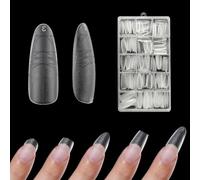 Uñas Postizas con Pegamento y Guía, ZAHRVIA 300 U 12 Tamaños Extra Gruesas Almendra Press On para Extensiones en Gel, Cobertura Total Mate con Línea de Posicionamiento Preciso