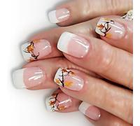 Uñas Postizas Con Purpurina De Arce Francés: 24 Piezas Elegantes Listas Para Fiestas Fácil Aplicación Y Uso Prolongado. Purpurina Arce Francés