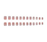 Uñas postizas con purpurina degradada, diseños de copo de nieve con acabado mate, 24 piezas de ABS artificiales para bodas, citas, purpurina plateada