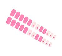 Uñas postizas cortas brillantes a presión, 24 unidades, diseño de corazón blanco francés, para mujer, ABS, fácil de aplicar