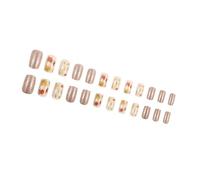 Uñas postizas cortas cuadradas a presión con diseño de hojas de arce, 24 piezas para un aspecto otoñal elegante