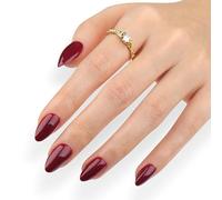 Uñas postizas cortas de almendra a presión, 30 unidades, uñas postizas de color rojo vino en 15 tamaños, uñas postizas brillantes acrílicas para mujer